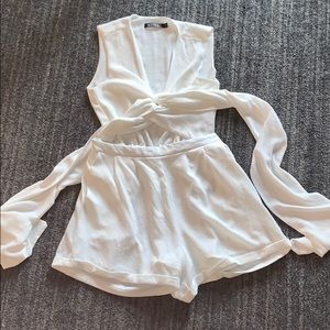 NWOT Meshki white romper